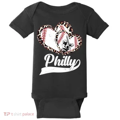 Cute Philly Philadelphia Baseball Hearts Baby Bodysuit