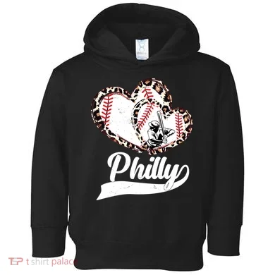 Cute Philly Philadelphia Baseball Hearts Toddler Hoodie