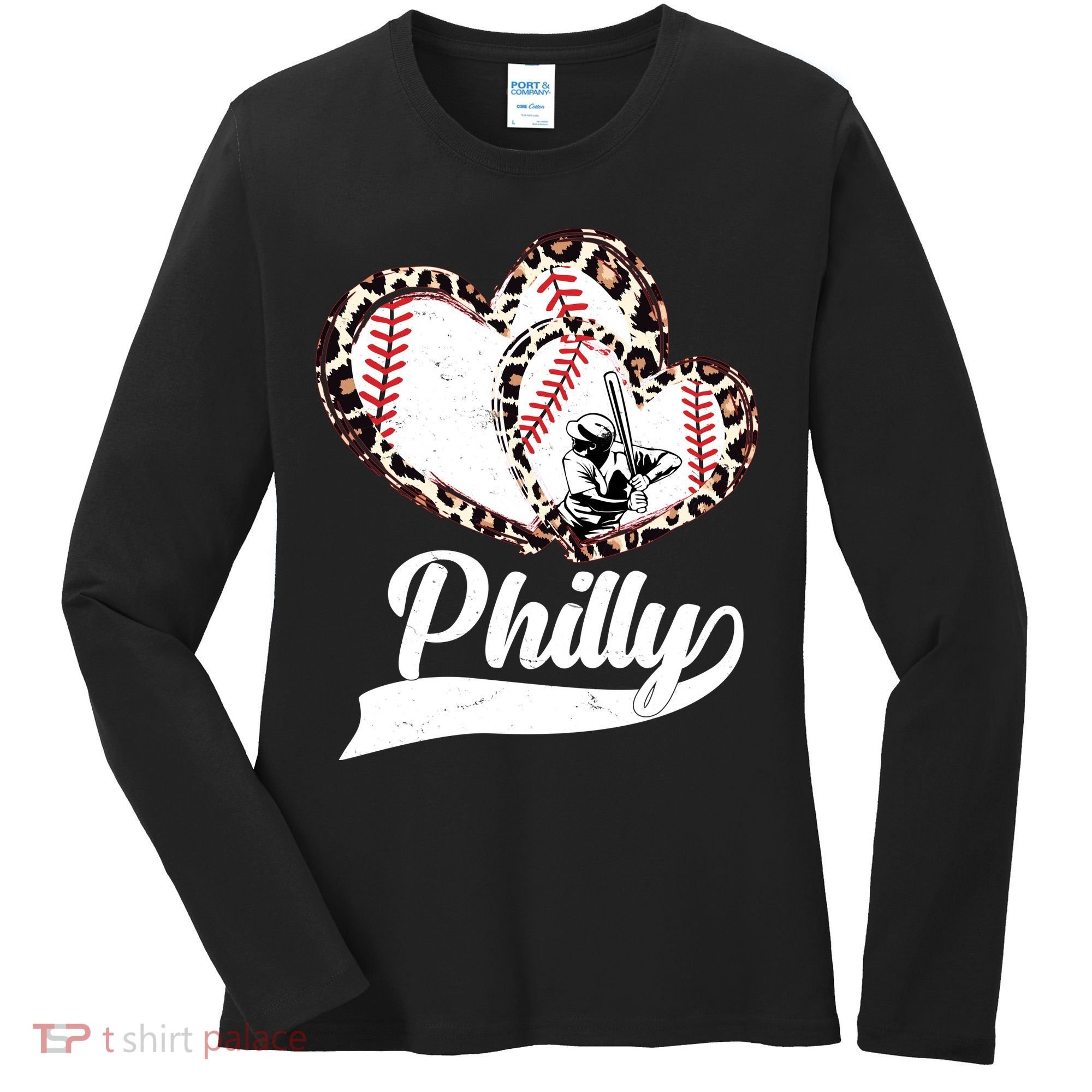 Cute Philly Philadelphia Baseball Hearts Women's Long Sleeve Shirt