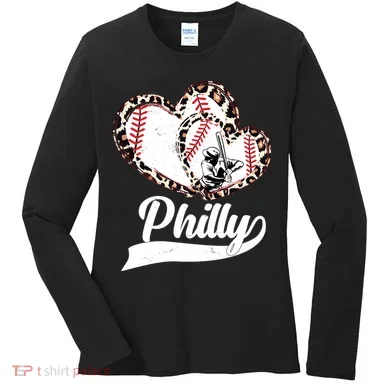 Cute Philly Philadelphia Baseball Hearts Women's Long Sleeve Shirt
