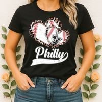 Cute Philly Philadelphia Baseball Hearts Women's T-Shirt thumb 2