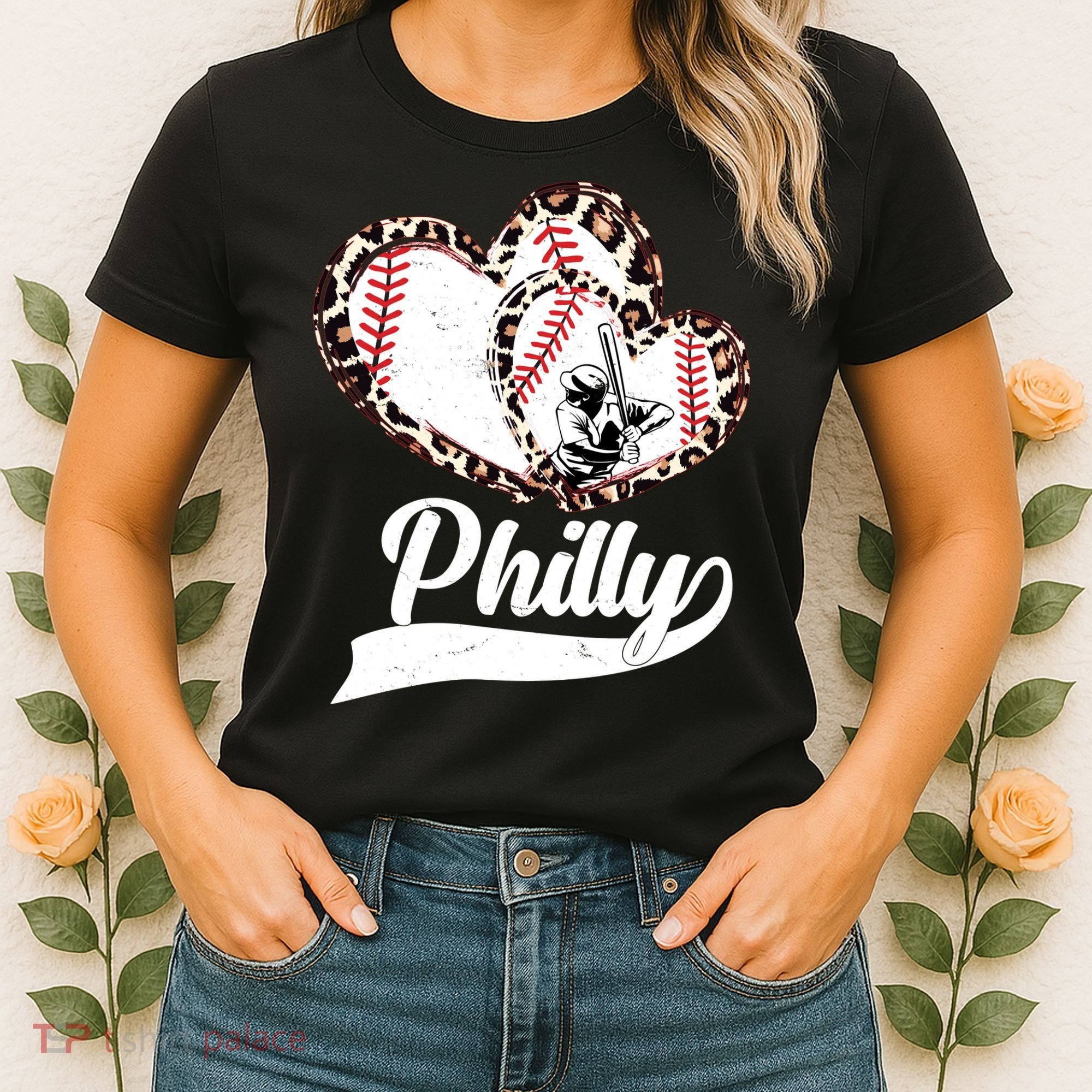 Cute Philly Philadelphia Baseball Hearts Women's T-Shirt