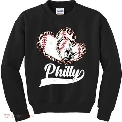 Cute Philly Philadelphia Baseball Hearts Kids Sweatshirt
