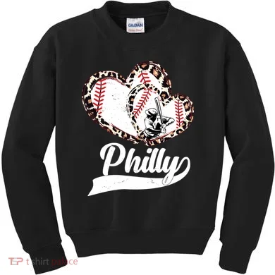 Cute Philly Philadelphia Baseball Hearts Kids Sweatshirt