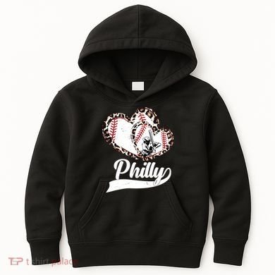 Cute Philly Philadelphia Baseball Hearts Kids Hoodie