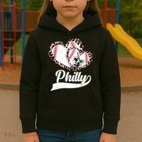 Cute Philly Philadelphia Baseball Hearts Kids Hoodie thumb 3