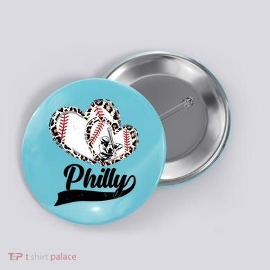 Cute Philly Philadelphia Baseball Hearts Button