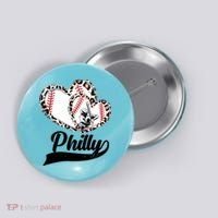 Cute Philly Philadelphia Baseball Hearts Button thumb 0