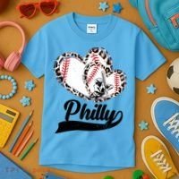 Cute Philly Philadelphia Baseball Hearts Kids T-Shirt thumb 3