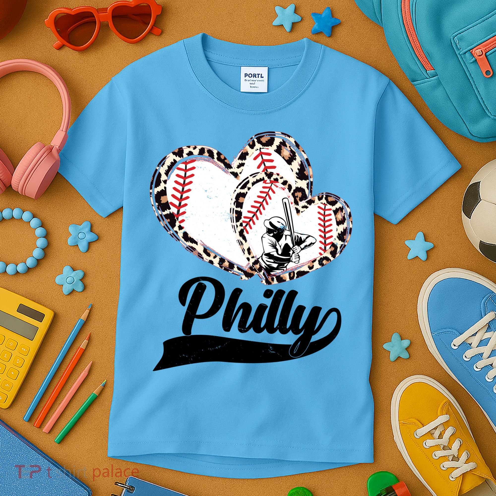 Cute Philly Philadelphia Baseball Hearts Kids T-Shirt