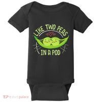 Cute Pea Pod Like Two Peas In A Pod Idiom Baby Bodysuit thumb 0