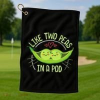 Cute Pea Pod Like Two Peas In A Pod Idiom Golf Towel thumb 1