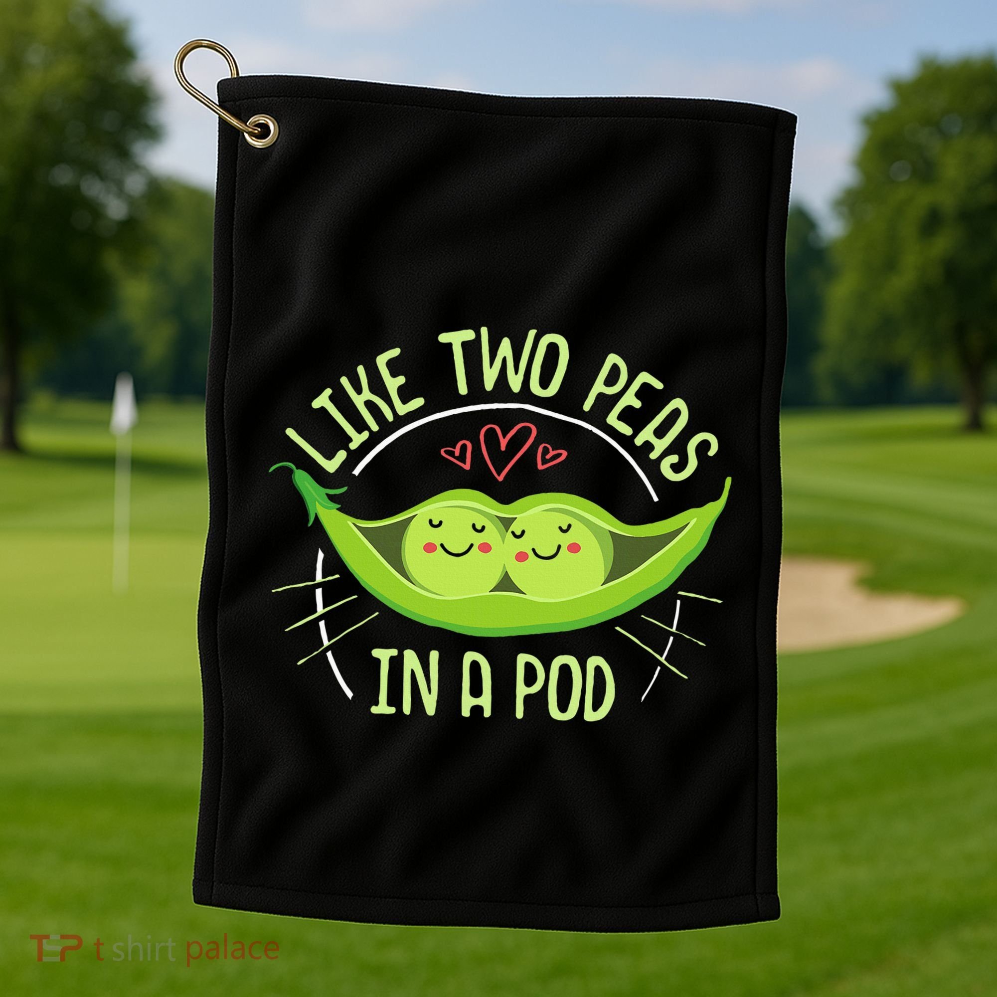 Cute Pea Pod Like Two Peas In A Pod Idiom Golf Towel