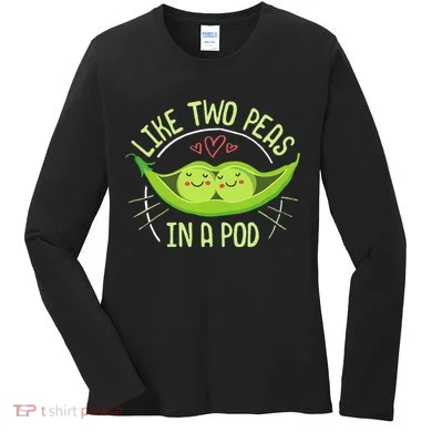 Cute Pea Pod Like Two Peas In A Pod Idiom Women's Long Sleeve Shirt