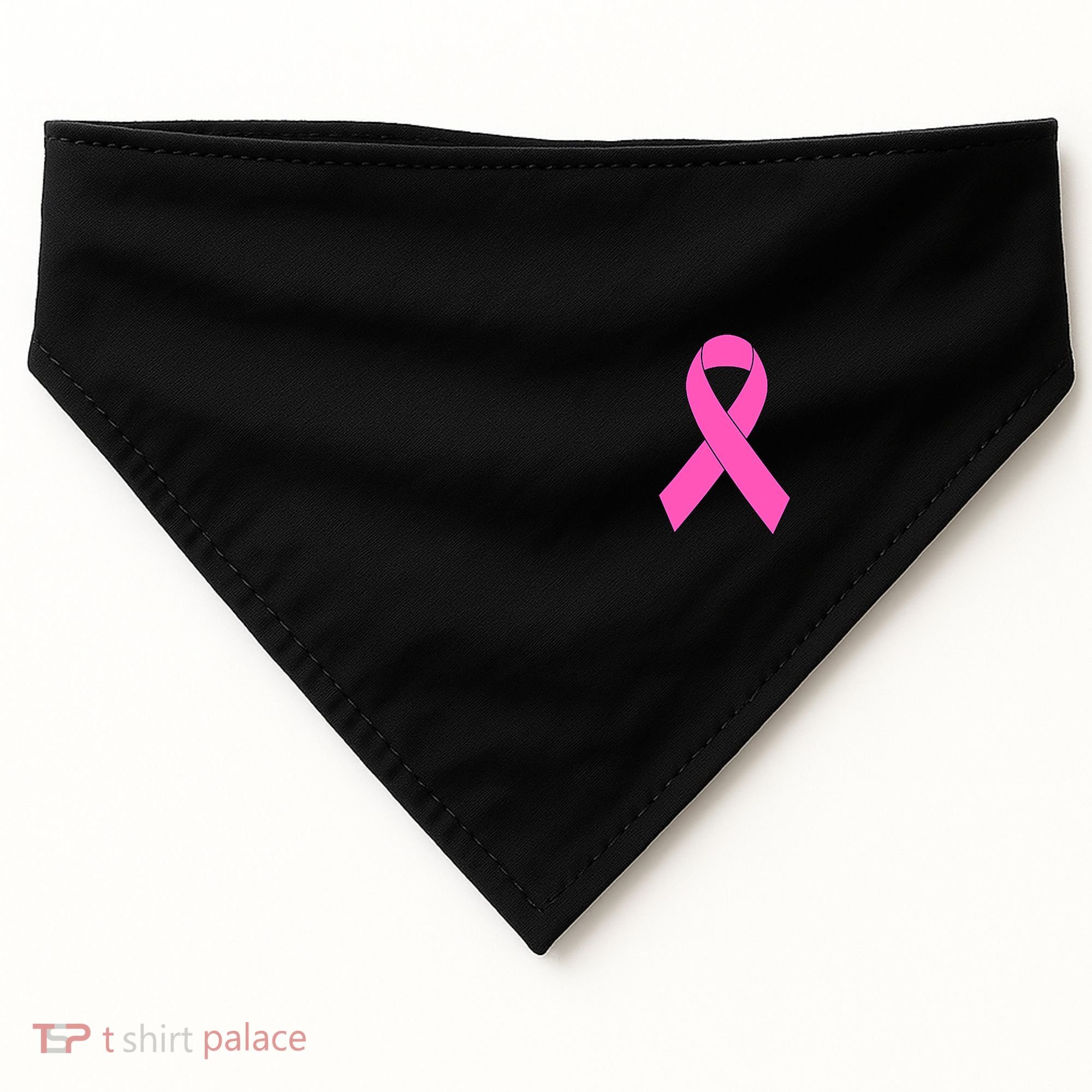 Cute Pink Ribbon Breast Cancer Awareness USA-Made Doggie Bandana