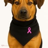 Cute Pink Ribbon Breast Cancer Awareness USA-Made Doggie Bandana thumb 1