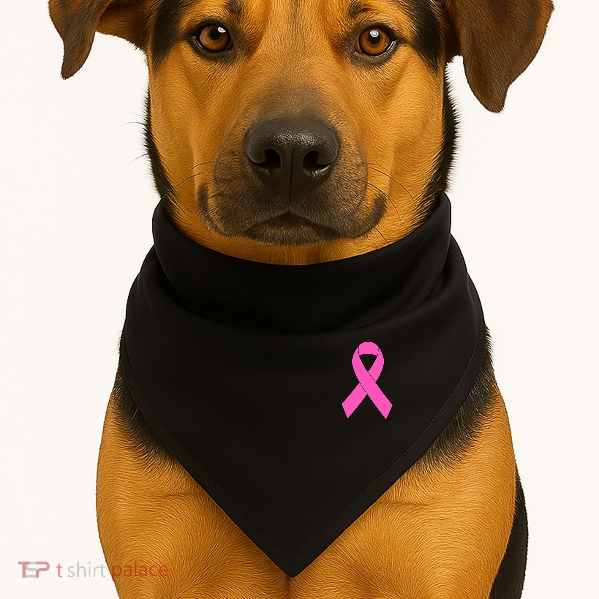 Cute Pink Ribbon Breast Cancer Awareness USA-Made Doggie Bandana
