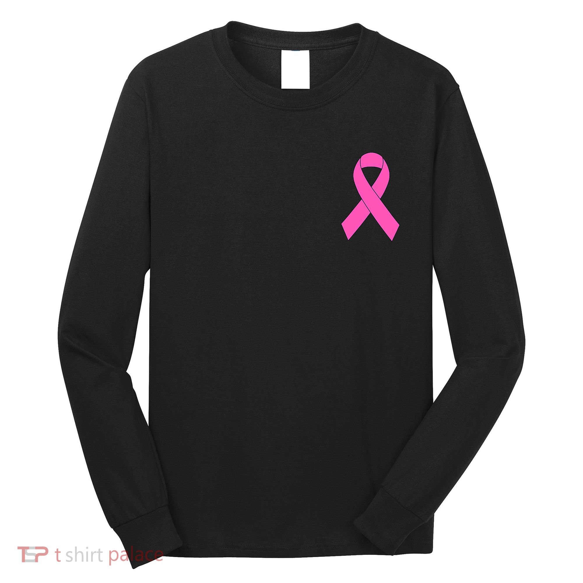 Cute Pink Ribbon Breast Cancer Awareness Long Sleeve Shirt