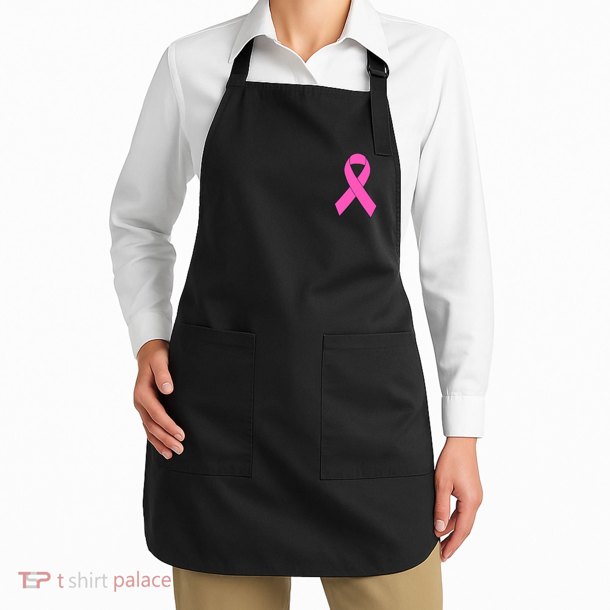 Cute Pink Ribbon Breast Cancer Awareness Apron