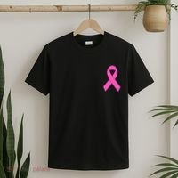 Cute Pink Ribbon Breast Cancer Awareness T-Shirt thumb 2