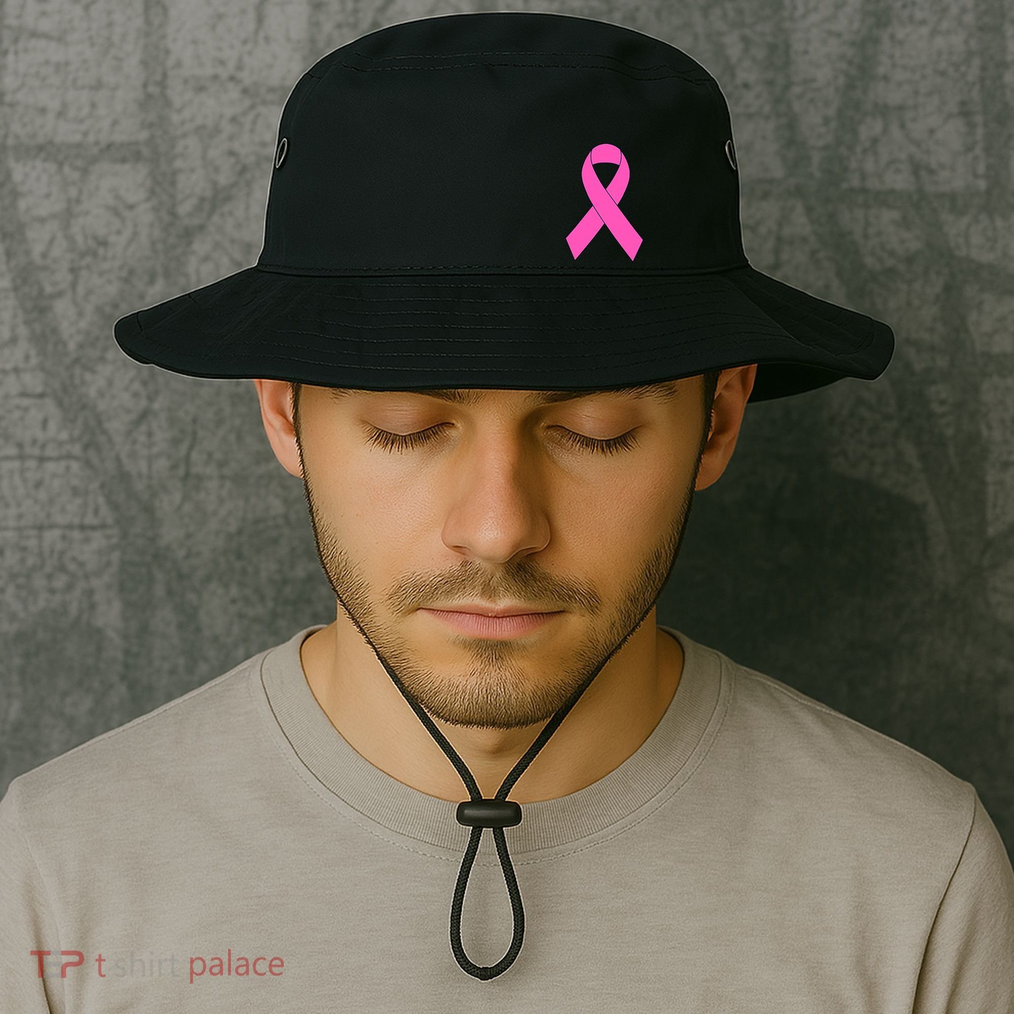 Cute Pink Ribbon Breast Cancer Awareness Bucket Hat