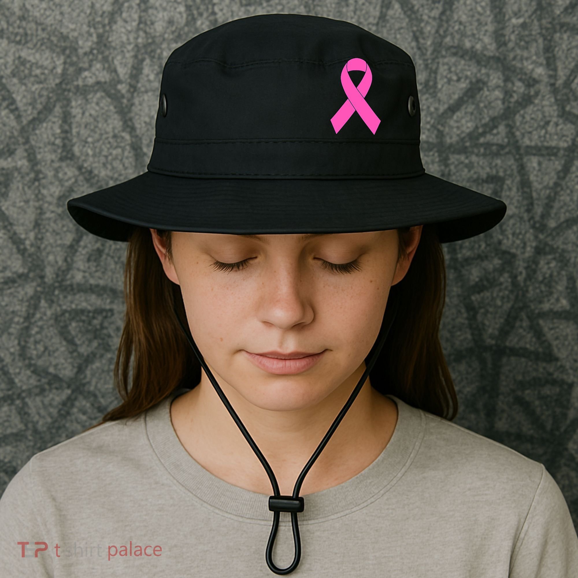 Cute Pink Ribbon Breast Cancer Awareness Bucket Hat