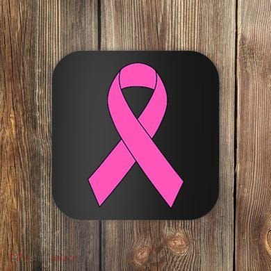 Cute Pink Ribbon Breast Cancer Awareness Coaster