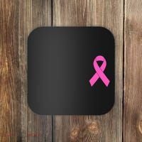 Cute Pink Ribbon Breast Cancer Awareness Coaster thumb 0