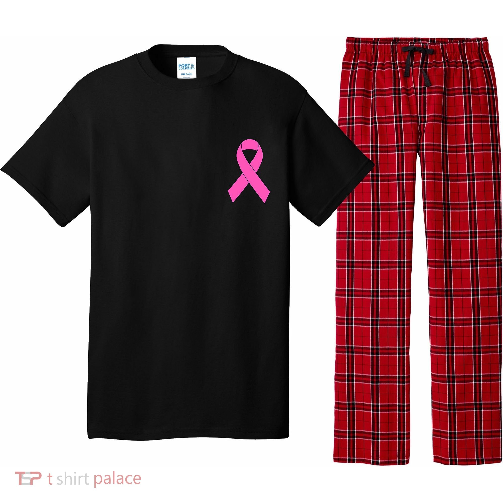 Cute Pink Ribbon Breast Cancer Awareness Pajama Set