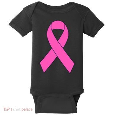 Cute Pink Ribbon Breast Cancer Awareness Baby Bodysuit
