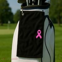 Cute Pink Ribbon Breast Cancer Awareness Golf Towel thumb 2
