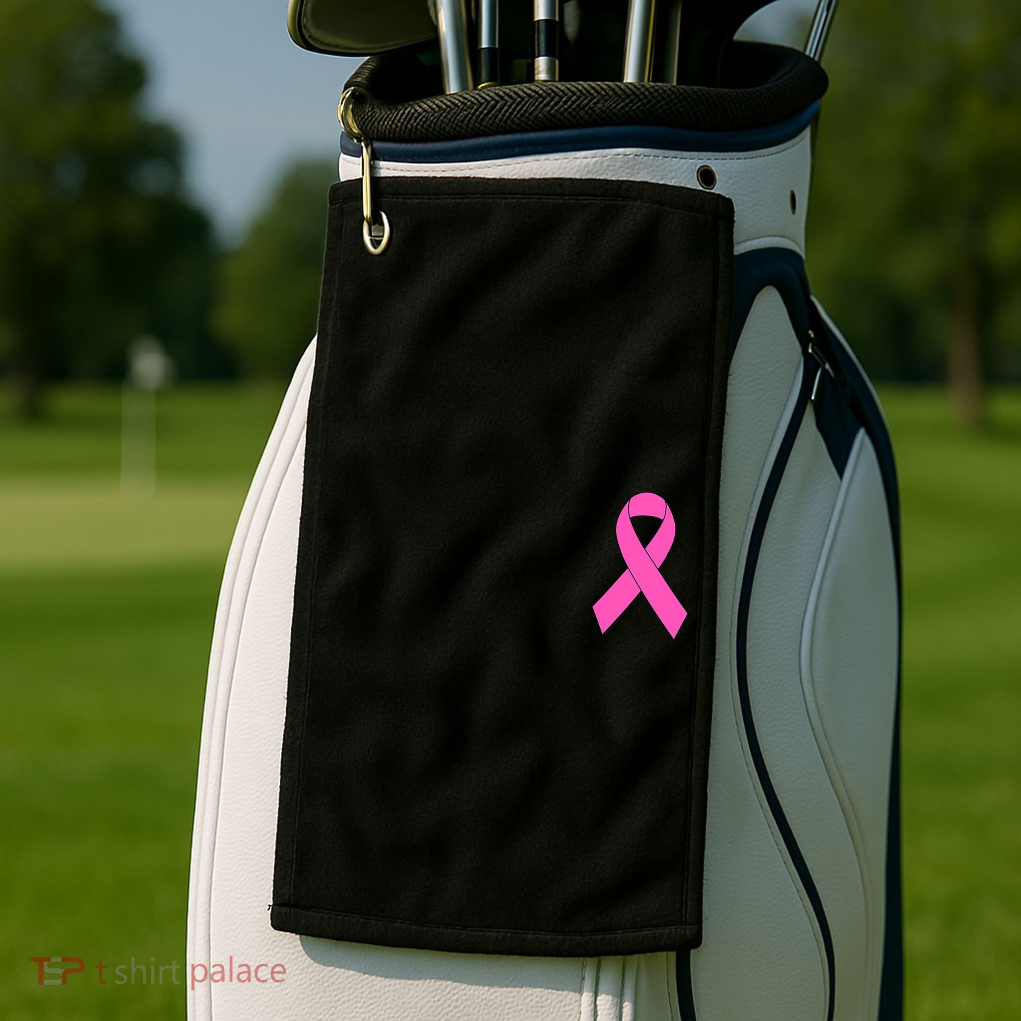 Cute Pink Ribbon Breast Cancer Awareness Golf Towel