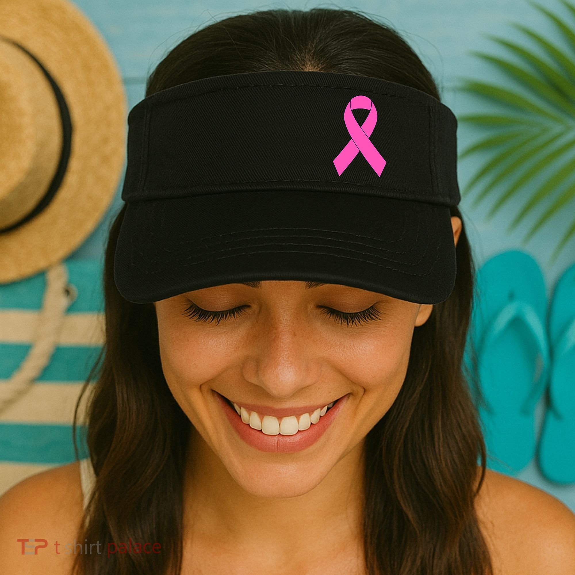 Cute Pink Ribbon Breast Cancer Awareness Visor