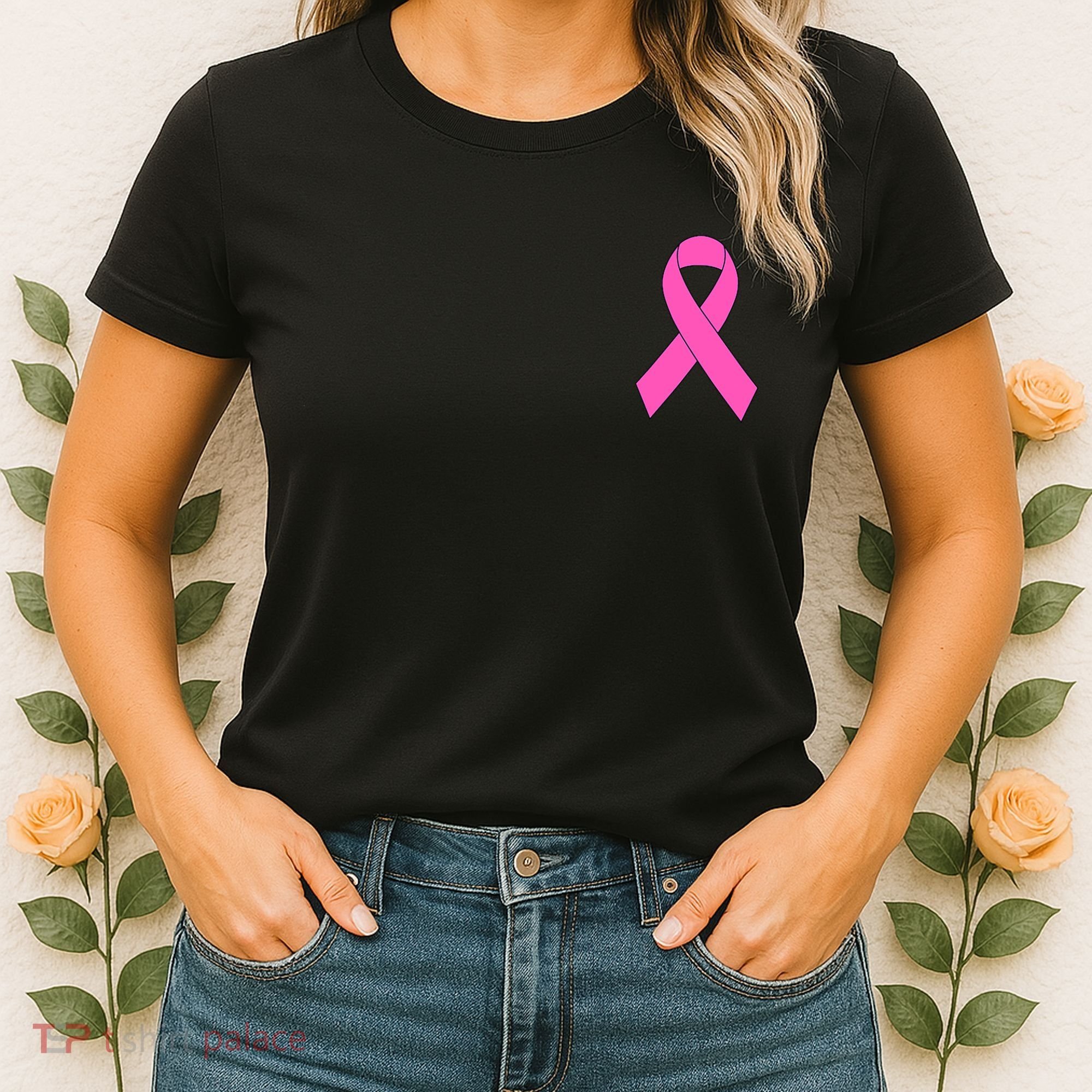 Cute Pink Ribbon Breast Cancer Awareness Women's T-Shirt