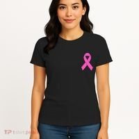 Cute Pink Ribbon Breast Cancer Awareness Women's T-Shirt thumb 4