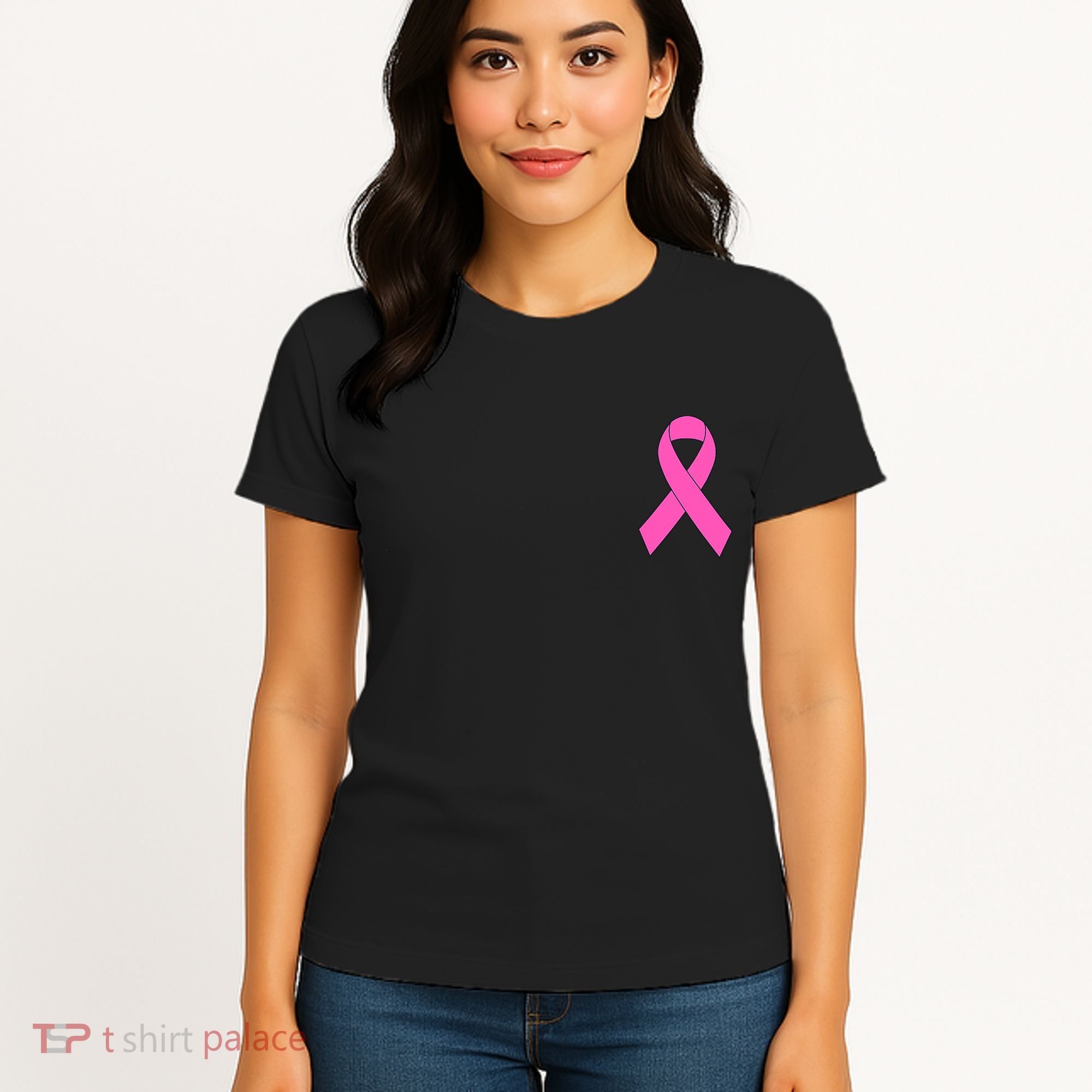 Cute Pink Ribbon Breast Cancer Awareness Women's T-Shirt
