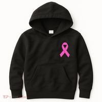 Cute Pink Ribbon Breast Cancer Awareness Kids Hoodie thumb 0
