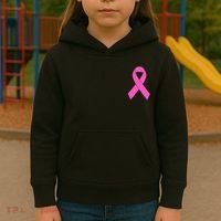Cute Pink Ribbon Breast Cancer Awareness Kids Hoodie thumb 3