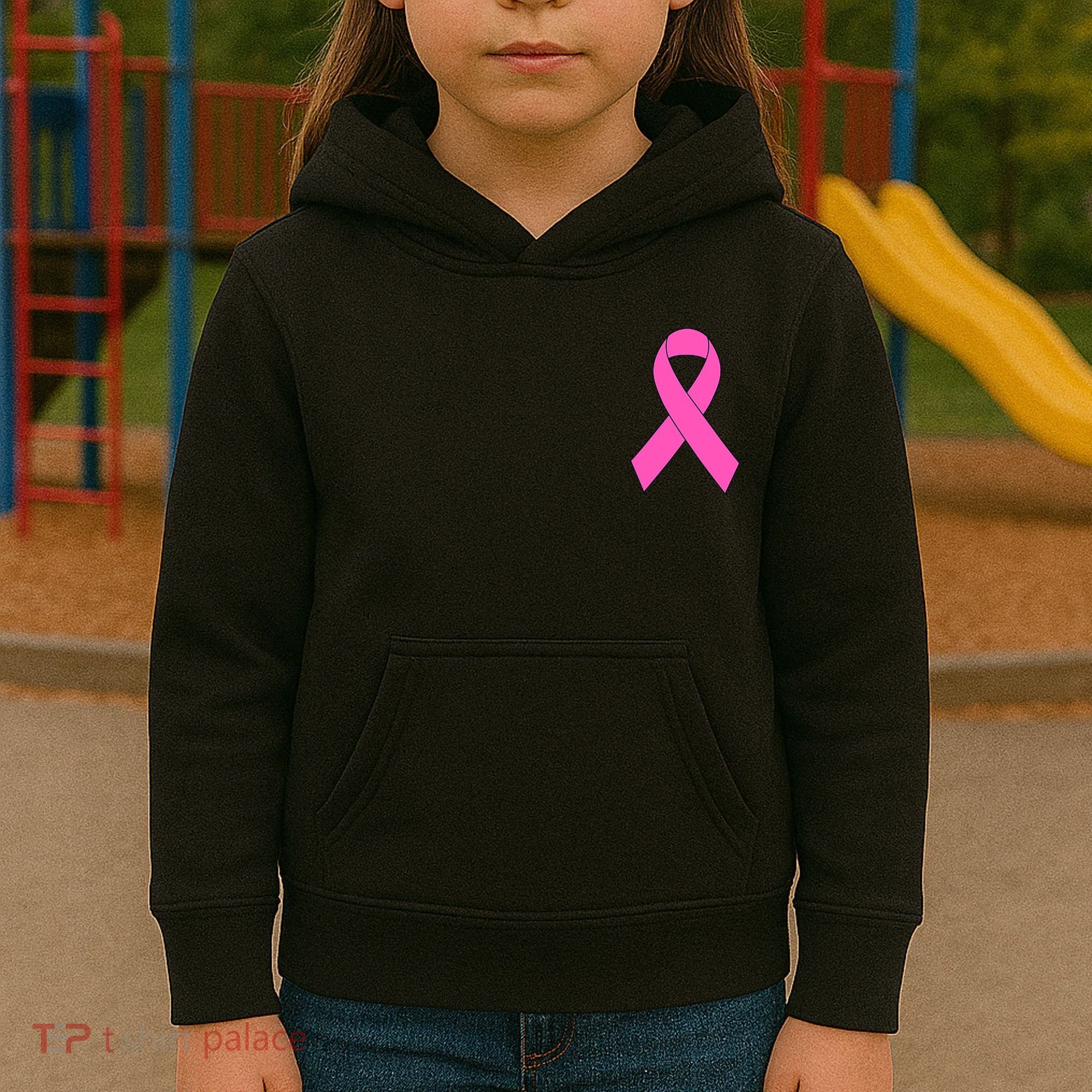 Cute Pink Ribbon Breast Cancer Awareness Kids Hoodie