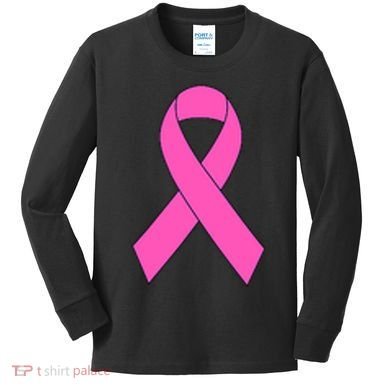 Cute Pink Ribbon Breast Cancer Awareness Kids Long Sleeve Shirt