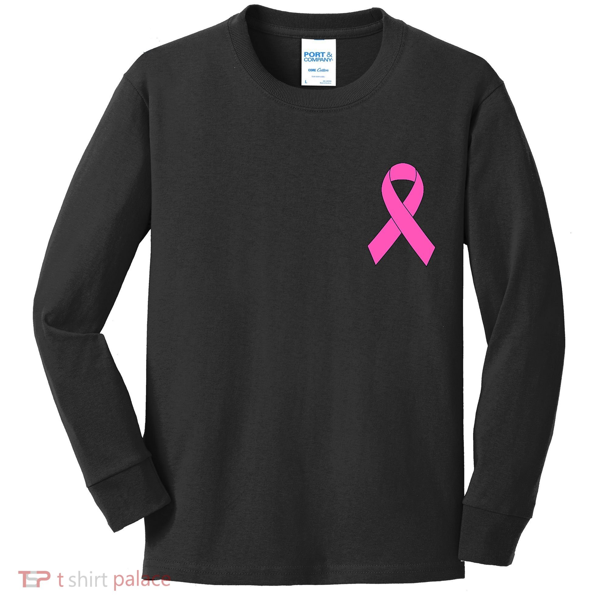 Cute Pink Ribbon Breast Cancer Awareness Kids Long Sleeve Shirt