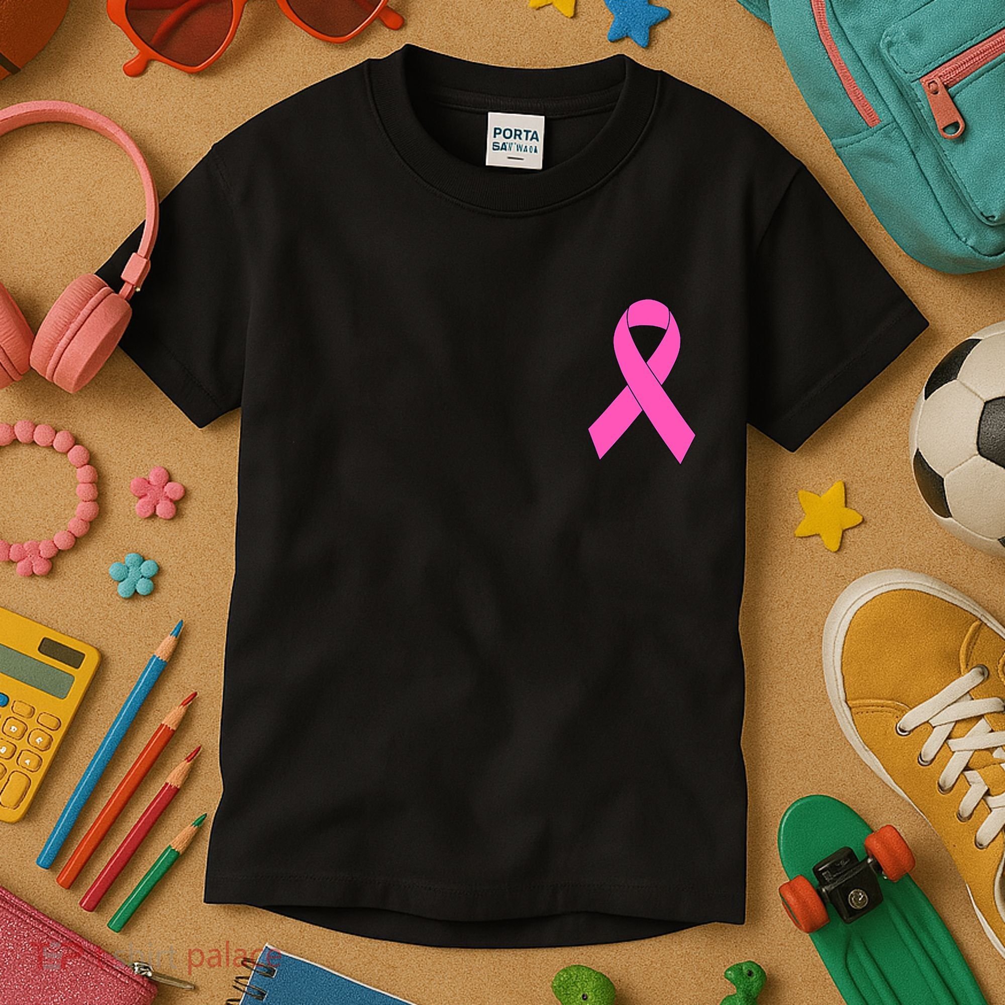 Cute Pink Ribbon Breast Cancer Awareness Kids T-Shirt