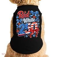 Cute Patriotic Red White And 250 Celebrate America's 250th Birthday Doggie Tank thumb 0
