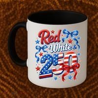 Cute Patriotic Red White And 250 Celebrate America's 250th Birthday Coffee Mug thumb 2