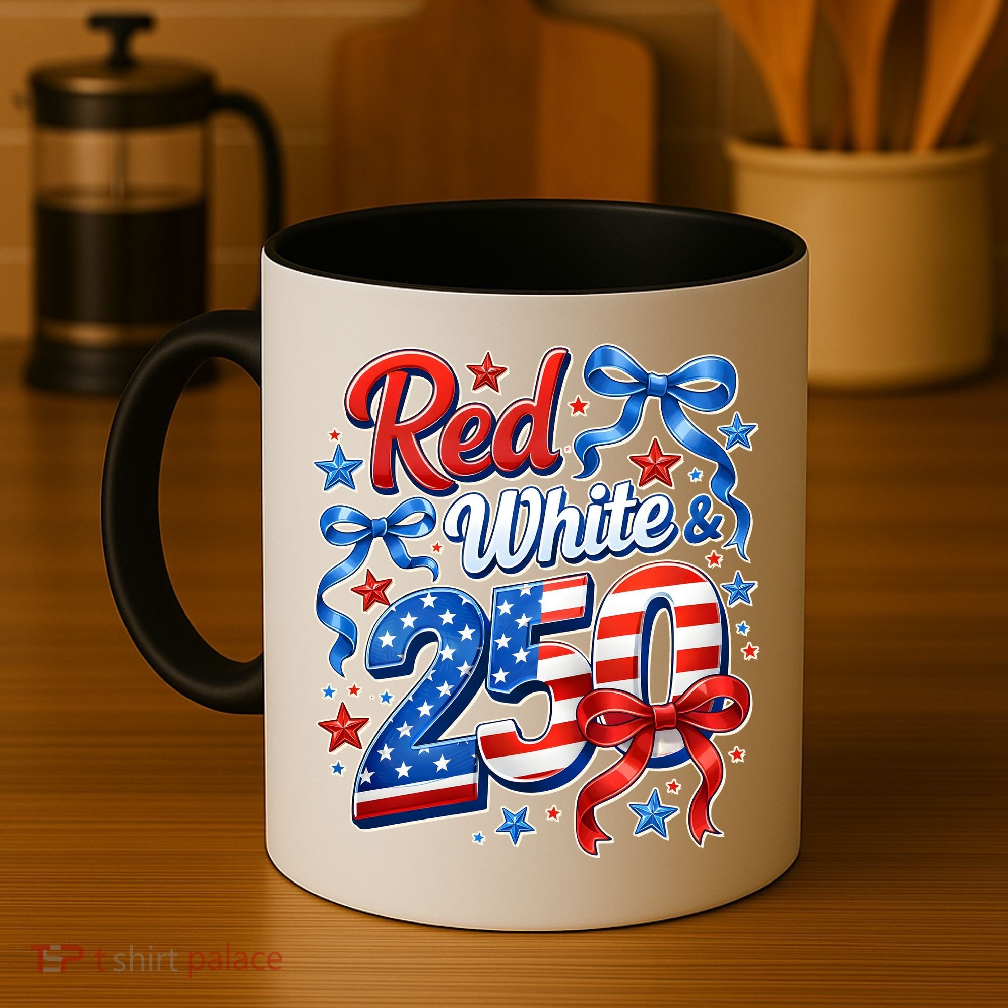 Cute Patriotic Red White And 250 Celebrate America's 250th Birthday Coffee Mug