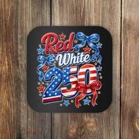 Cute Patriotic Red White And 250 Celebrate America's 250th Birthday Coaster thumb 0