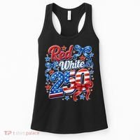 Cute Patriotic Red White And 250 Celebrate America's 250th Birthday Women's Tank Top thumb 0