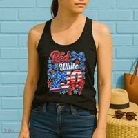 Cute Patriotic Red White And 250 Celebrate America's 250th Birthday Women's Tank Top thumb 2