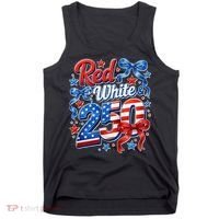 Cute Patriotic Red White And 250 Celebrate America's 250th Birthday Tank Top thumb 0