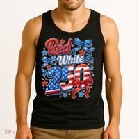 Cute Patriotic Red White And 250 Celebrate America's 250th Birthday Tank Top thumb 3